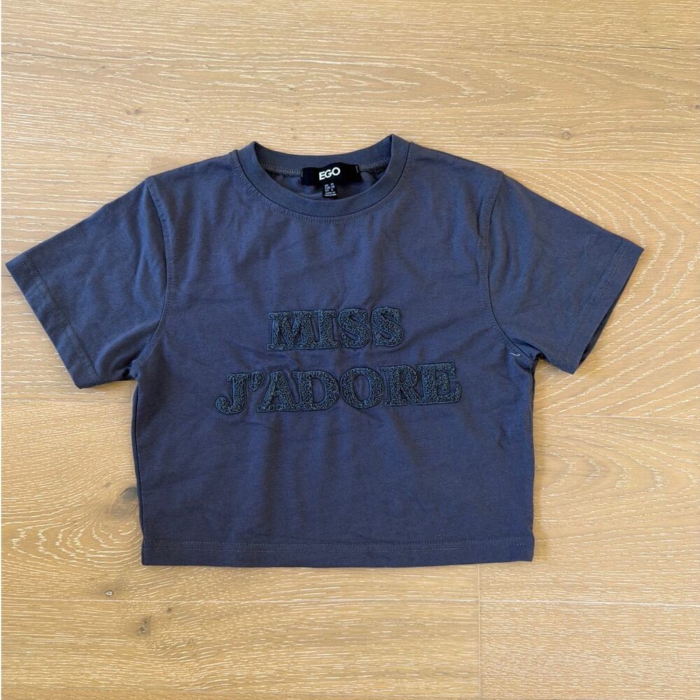 Ego Cropped Baby Tee Miss J'Adore Size US6 Dary Gray